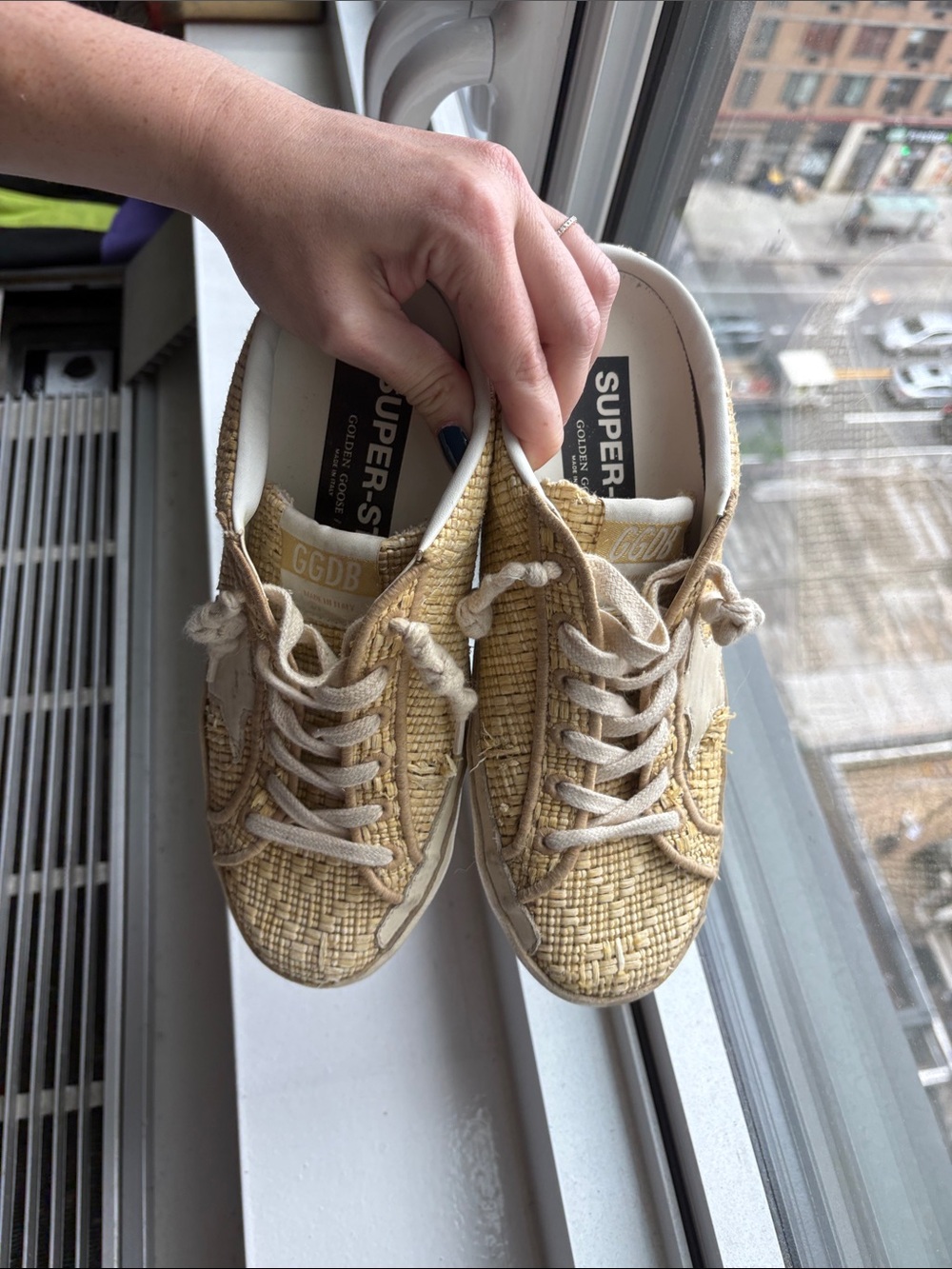 Golden Goose Super-Star woven tan low-top sneakers